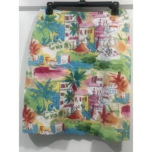 Vintage Good Clothes Brand Cotton Tropical Skirt Vacation Beach Colorful Size 10